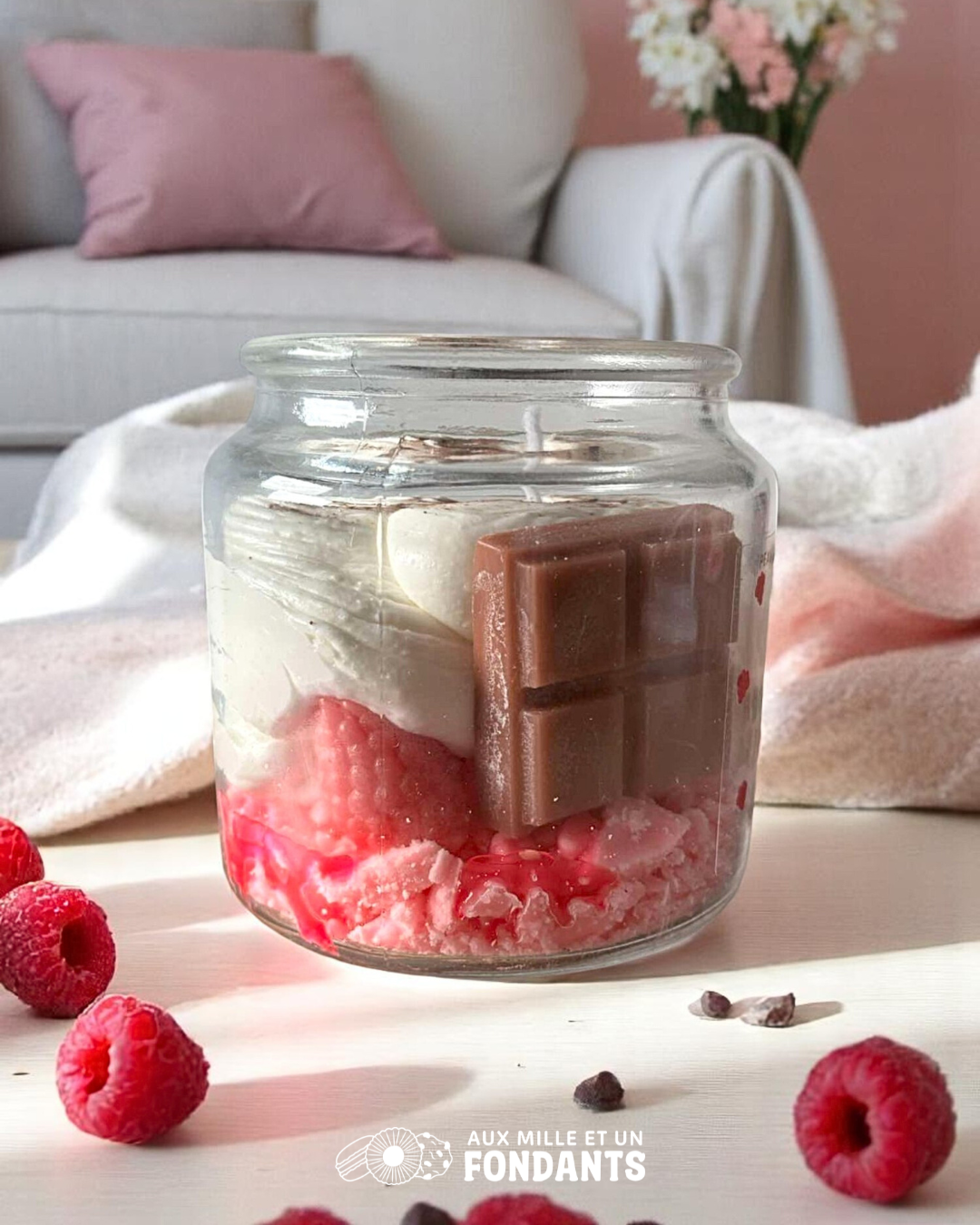 Bougie bijou "tartelette framboise"