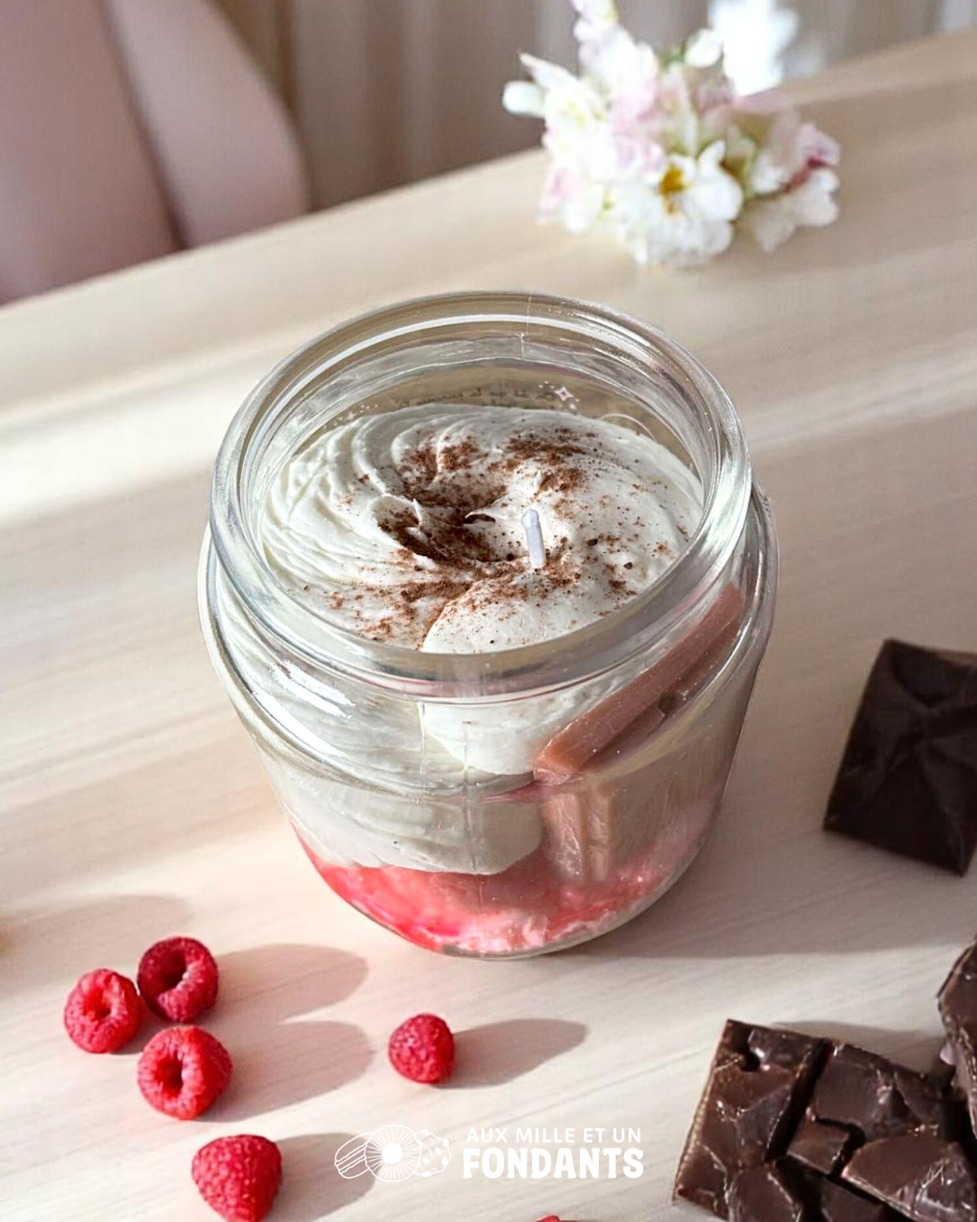 Bougie bijou "tartelette framboise"