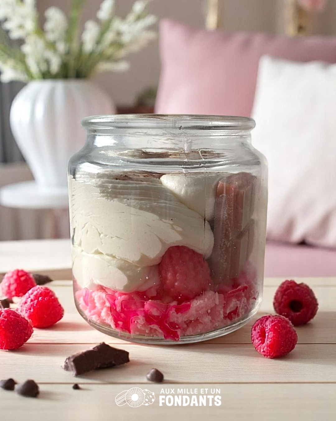 Bougie bijou "tartelette framboise"